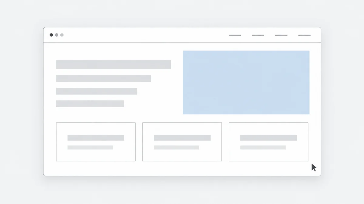 Estrutura visual de um site com hierarquia de conteúdo