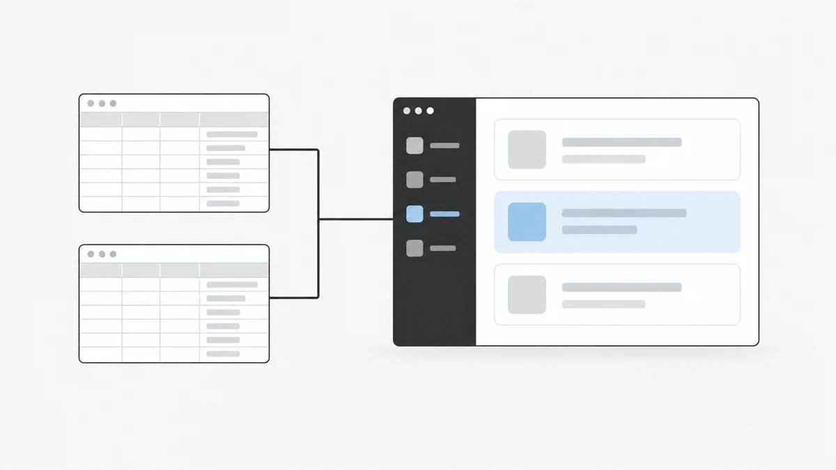 Planilhas conectadas a uma interface central de gestão
